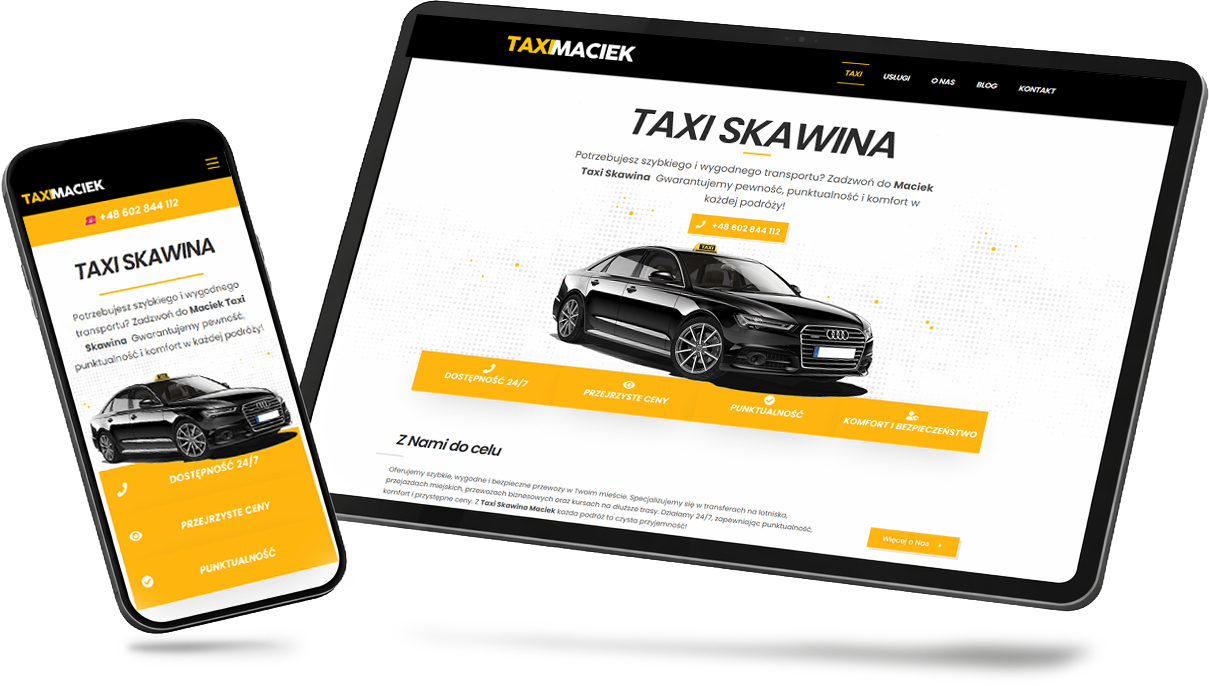 Strona www dla taxi Kraków - Skawina